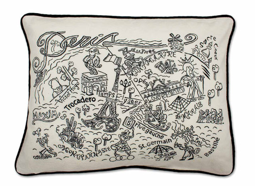 Paris Hand-Guided Machine Pillow by Catstudio