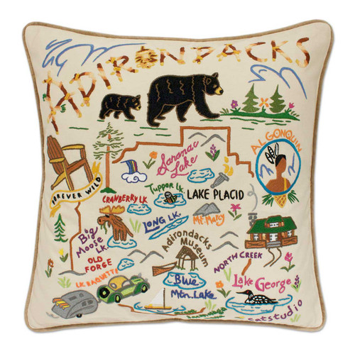 Adirondacks XL Hand-Embroidered Pillow by Catstudio