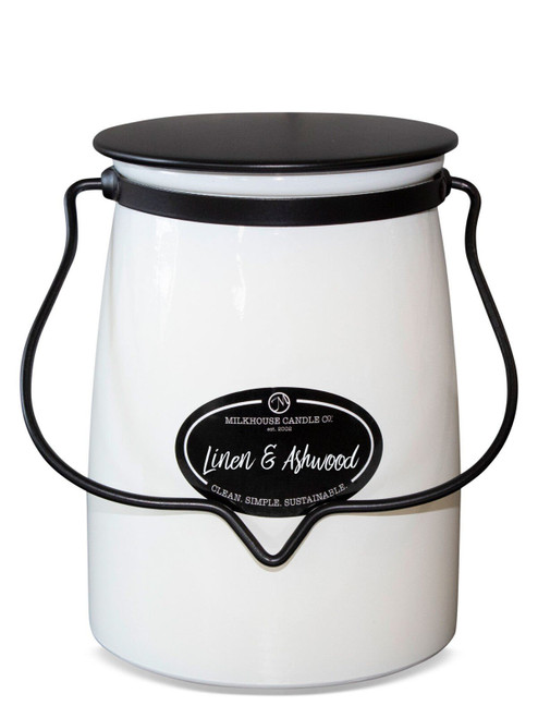 Linen & Ashwood 22 oz. Butter Jar Candle by Milkhouse Candle Creamery