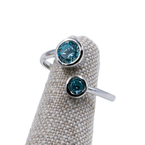 Studio Collection Ring - Light blue adjustable double cubic zirconia Silver) by Splendid Iris