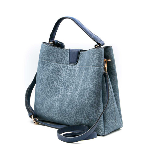 Tati Satchel in Cheetah and Cobalt by Jen & Co. Tati Satchel in Cheetah and Cobalt by Jen & Co.