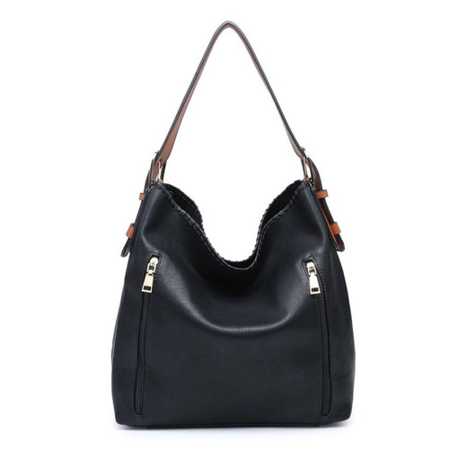 Alexa 2-In-1 Hobo Bag With Dual Zip Accessory Compartment In Black by Jen & Co.