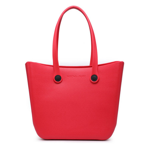 Vira Versa Tote With Interchangeable Straps In Red by Jen & Co. Vira Versa Tote With Interchangeable Straps In Red by Jen & Co.