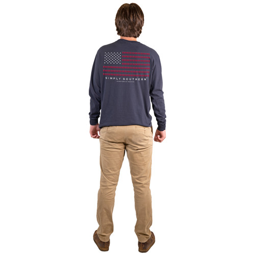 Medium Men's Redcup Flag Long Sleeve Tee by Simply Southern Tees Medium Men's Redcup Flag Long Sleeve Tee by Simply Southern Tees