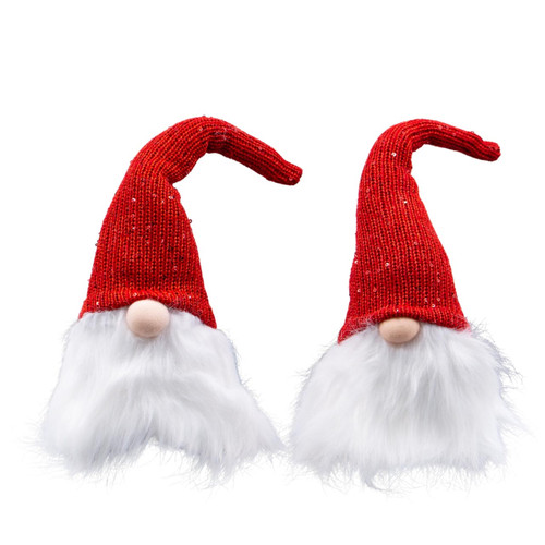 Set of Two 13 inch Red Christmas Gnomes