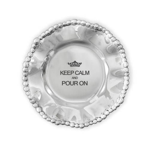 GIFTABLES Organic Pearl Round Wine Plate "Keep calm and pour on" by Beatriz Ball