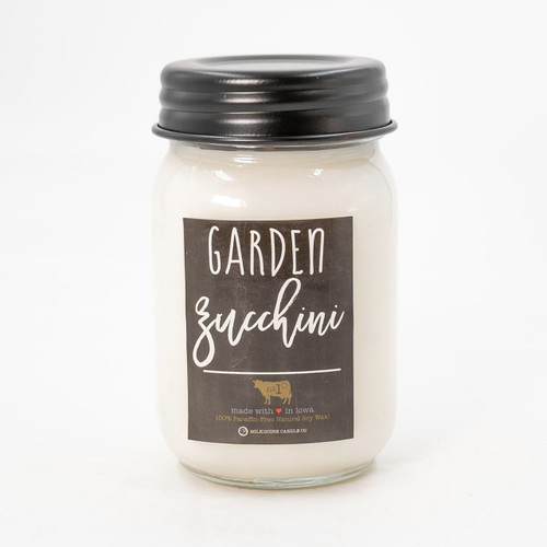 Farmhouse Mason Jar 13 oz. Garden Zucchini by Milkhouse Candle Creamery