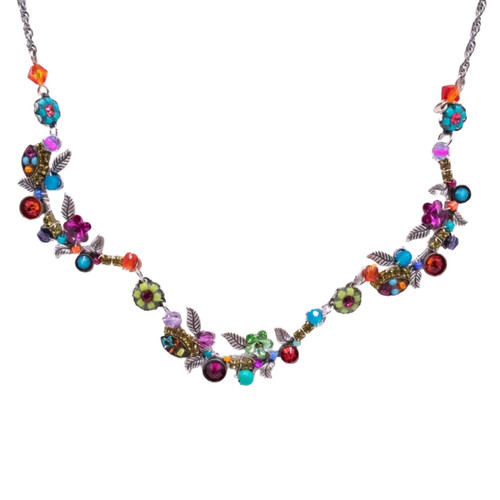 Multi-Color Petite Scalloped Flower Necklace - Firefly Jewelry