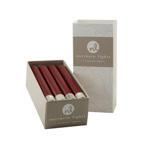 12-Piece 7" Bordeaux Taper Set by Northern Lights Candles