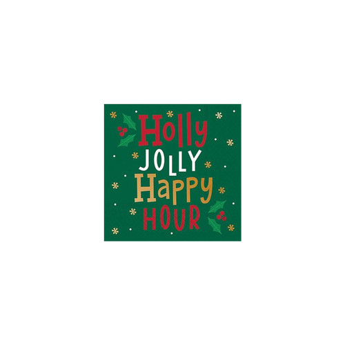 Holly Jolly Happy Hour Cocktail Napkin (16 pack) by Design Design