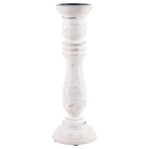 18"H White Wood Candlestick by Home Essentials & Beyond