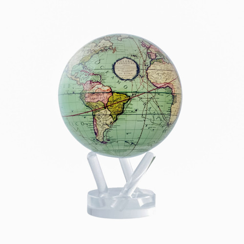 Antique Terrestrial 4.5" Green Globe with Acrylic Base by MOVA