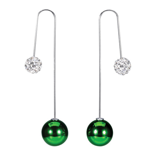 Green Long Ornament Earrings by Roman