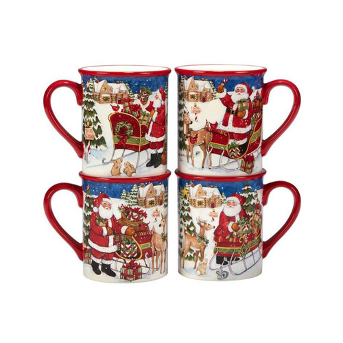 4-Pc Set Santa's Workshop 16 Oz. Mug by Certified International 4-Pc Set Santa's Workshop 16 Oz. Mug by Certified International