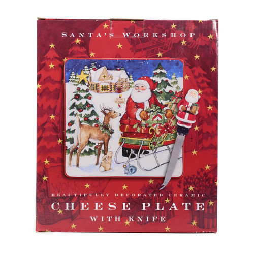 Santa's Workshop Cheese Plate With Knife by Certified International