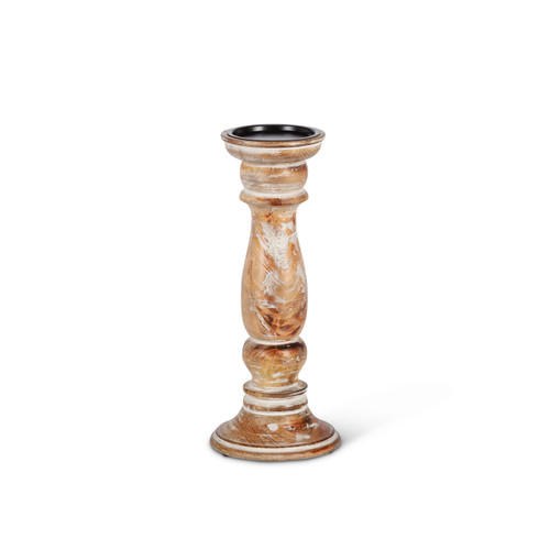 White Washed 12" Mango Wood Candle Holder by GG Collection White Washed 12" Mango Wood Candle Holder by GG Collection
