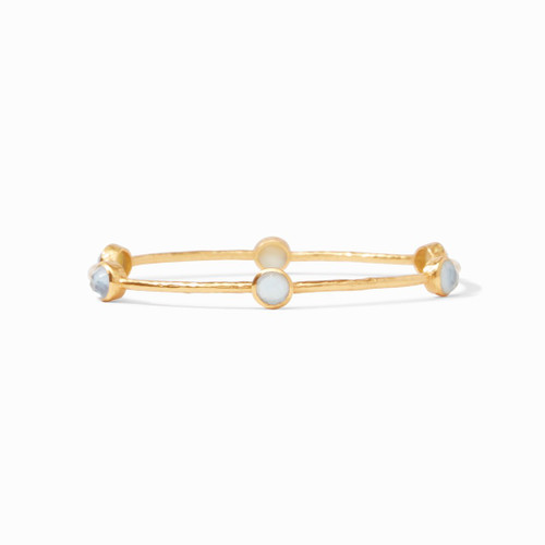 Julie Vos Iridescent Chalcedony Blue Medium Milano Gold Bangle