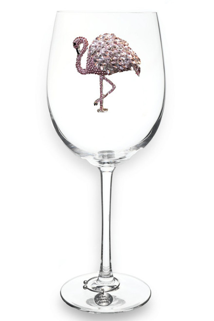 Flamingo Jeweled Stemmed Wine Glass by The Queens' Jewels