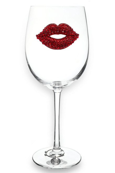 Red Lips Jeweled Stemmed Wine Glass by The Queens' Jewels