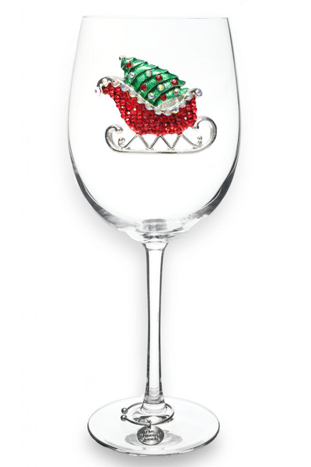 The Queens' Jewels Christmas Sleigh Jeweled Stemless Wine Glass