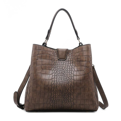 Crocodile Chocolate Tati Satchel by Jen & Co. Crocodile Chocolate Tati Satchel by Jen & Co.