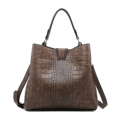 Crocodile Chocolate Tati Satchel by Jen & Co.