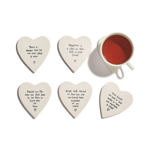 6-Pc Set Heart Shaped Coasters with 6 Designs by Two's Company