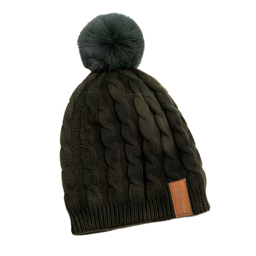 STRENGTH Faux Leather Patch Message Knit Beanie by Howard's Inc.