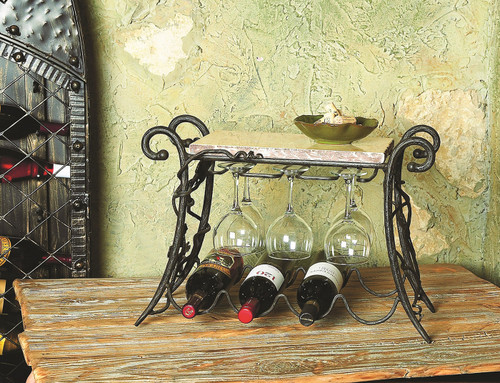 Vineyard 4-Bottle Wine & Glass Rack by Bella Toscana