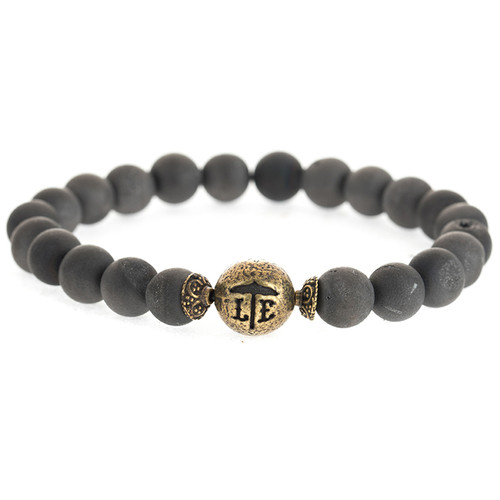 Matte Druzy Black Beaded Bracelet - Lenny & Eva