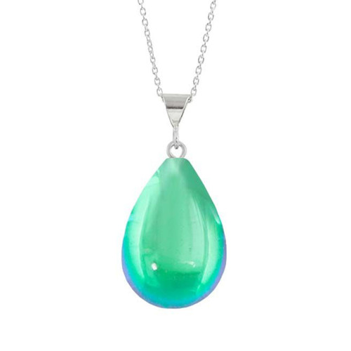 Polished Green Small Drop Pendant by LeightWorks Wearable Fine Art