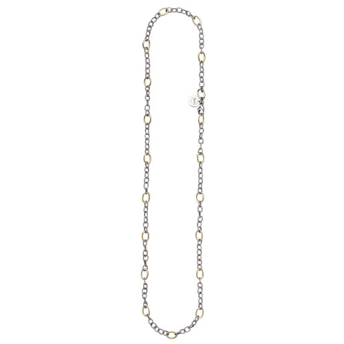 20" Twisted Link Chain with Brass Rings Necklace by Waxing Poetic