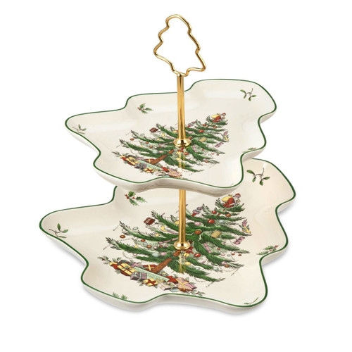 Christmas Tree Sculpted 2-Tier Server by Spode