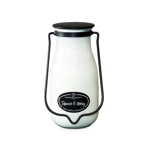 14 Oz. Tobacco & Honey Large Milkbottle Jar by Milkhouse Candle Creamery