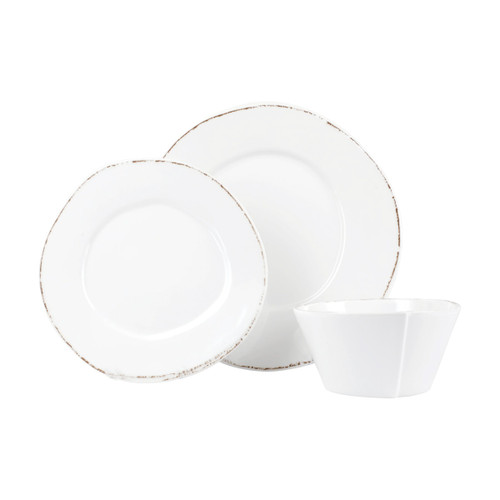 3-Piece Set Melamine Lastra White Place Setting by Vietri