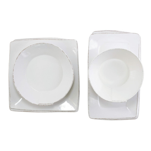 4-Piece Set Melamine Lastra White Serveware Set by Vietri