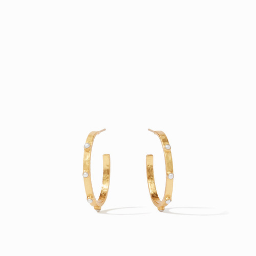 Pearl Gold Crescent Stone Hoop - Medium by Julie Vos