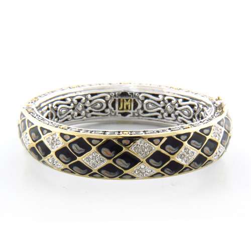 Black Abalone Pave Hinged Bracelet - John Medeiros