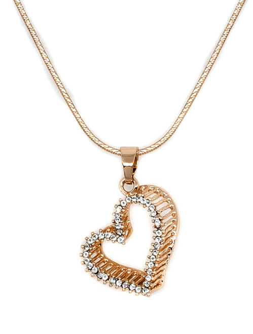 Rose Gold 3D Heart Pendant Necklace by Kelsey B