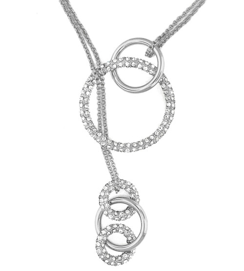 Rhodium Adjustable Thread Thru Circle Pendant Necklace by Kelsey B