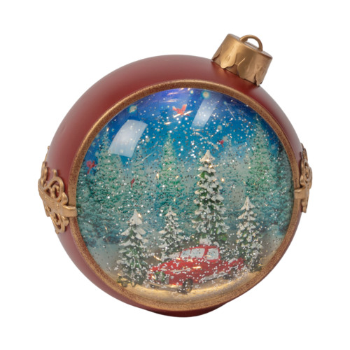 7.75-Inch Lighted Musical Spinning Water Globe with Holiday Figurine - Red Truck - Battery Operated by Gerson Company