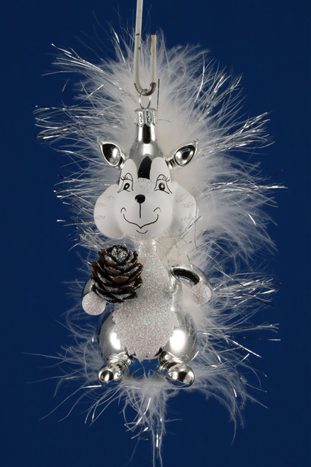 Silver Squirrel with Pinecone Ornament by Soffieria De Carlini