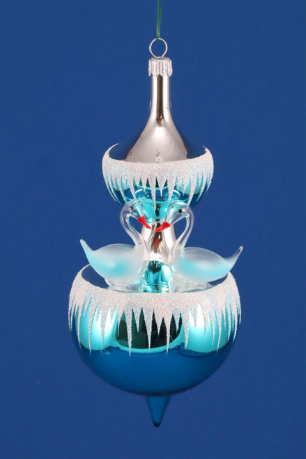 Fountain with Swans Blue Ornament by Soffieria De Carlini