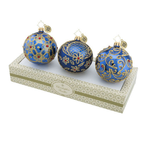 Boxed Glass Ornaments - Blue (Set of 3) by Christopher Radko