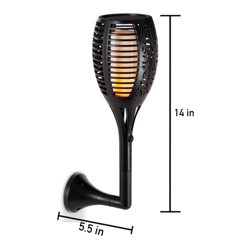 30.7-Inch Solar Lighted Plastic Torches with 12 LED Fireglow Light - Battery Operated by Garden Meadow