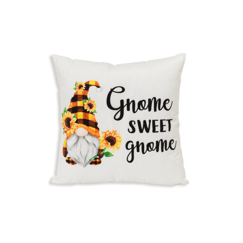 16-Inch Fabric Gnome Pillow - "Gnome Sweet Gnome" by Gerson Company