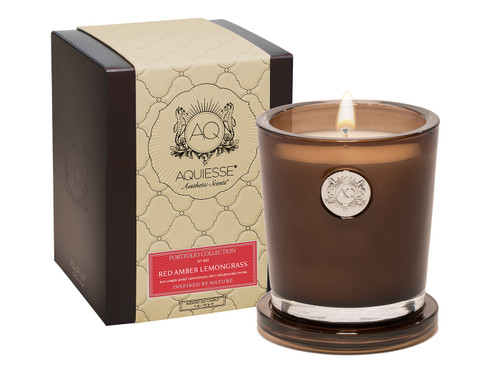 Red Amber Lemongrass Large Soy Candle by Aquiesse