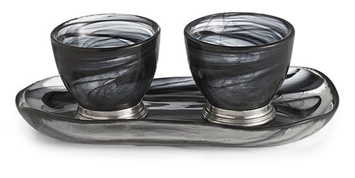 Volterra Nero Oval Platter with Dipping Bowl Set - Arte Italica