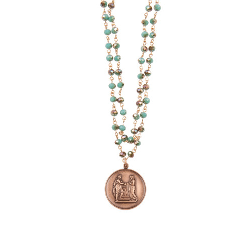 Beaucoup Designs Closeouts: Antique Turquoise Beaded Romance Necklace by Beaucoup Designs
