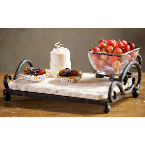 Siena Marble Server With Bowl by Bella Toscana